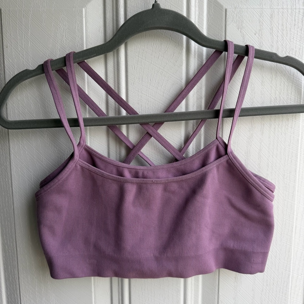 Cotton On Body Crisscross Strappy Bralette - Lavender Size Large Athletic